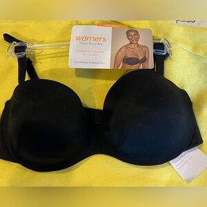 NWT Warner's Black Cushioned Convertible Bra